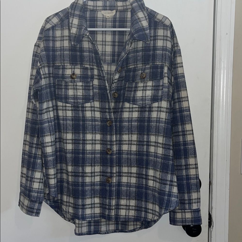 L.A. Hearts Blue and Cream Flannel